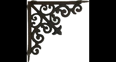 Plankdrager, Wandhaak Gietijzer Nostalgia 24 x 24 cm - Oud Bruin - Brocante - 4 Stuks