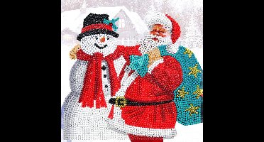 Diamond Painting Crystal Card Kit ® Santa & Snowman, 18x18 cm, full painting