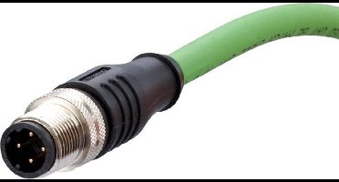 Metz Connect 142M1D10020 M12 Netwerkkabel, patchkabel CAT 5e SF/FTP 2.00 m Groen PUR-mantel, Zuurbestendig, Ozonbestend