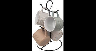 4 keramische bekers op metalen standaard LEO, 140 ml