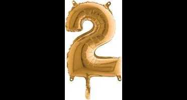Folieballon - Cijfer 2 - Goud - Grabo balloon - 35cm