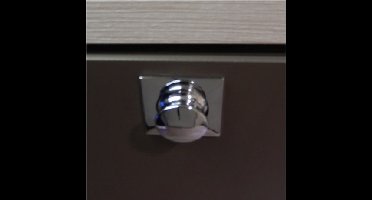 Mini Knop+Ring Vierkant Pushlock Glanzend Chroom 2st.