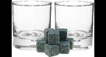Whiskyglazen - set 6x stuks - 300 ml - incl 9x whisky ijsblokken - cadeau set