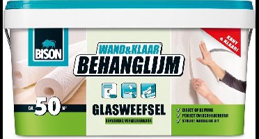 Bison Wand&Klaar® 10 kg Behanglijm Glasweefsel Emmer, kant en klaar, corrigeerbaar, voor alle soorten weefselrug behang