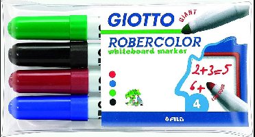 Giotto Robercolor whiteboardmarker maxi | ronde punt | etui met 4 stuks in geassorteerde kleuren