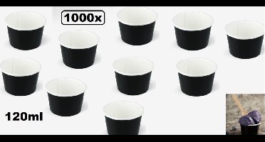 1000x IJsbeker Ice 120ml zwart karton - schepijs softijs ijsje zomer