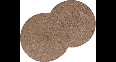 Secret de Gourmet ronde placemat - 6x stuks - taupe - gevlochten kunststof - D38 cm - Onderleggers