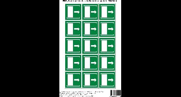 Pictogram sticker E033 Deur naar rechts schuiven om te openen - 50x50mm 15 stickers op 1 vel