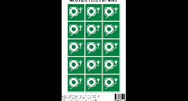 Pictogram sticker E043 Reddingsboei met touw en licht - 50x50mm 15 stickers op 1 vel