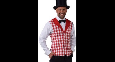 Brabant Gilet rood/wit geblokt heren - Maat XL/XXL