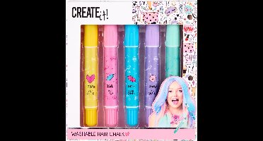 Create It! - Haar Krijt Pennen Set - 5 stuks