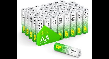 GP Extra Alkaline batterijen AA 1,5V - 40 stuks AA batterijen (Mignon, Penlite, LR06) – AA Batterij met nieuwe G-TECH technologie