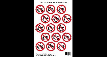 Pictogram sticker P038 - Niet schommelen met het stoeltje - Ø 50mm - 15 stickers op 1 vel