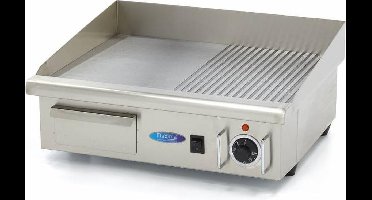 Grillplaat - Half Gegroefd - 55 cm - incl. Opvangbak