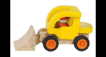 GOKI Houten Voertuig - Bulldozer - 20X8,5X10Cm - Met Rubberen Banden - 2 Jaar