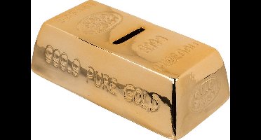 Out of the Blue Spaarpot Goudstaaf - keramiek - 16 x 8 x 5 cm - goud - met sleutel