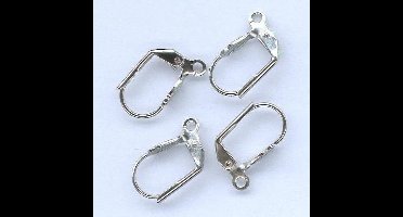 Oorbel haakjes met open ring, Platinum, 4pcs