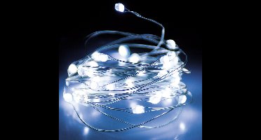 2x christmas decoration draadverlichting zilver- 132 leds wit -batterij-2m