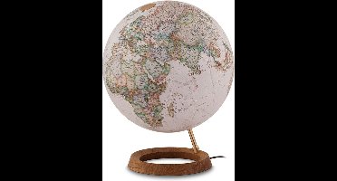 National Geographic globe Neon executive - Wereldbol met lichte eikenhouten voet - ø 30 cm - Nederlandstalig - Met Verlichting