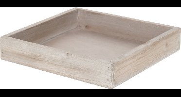 Dijk Natural Collection Houten dienblad - naturel wash - 20 x 20 cm - hout - vierkant - tafeldecoratie - kaarsenbord - plateau