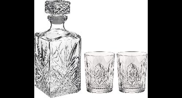Whisky/likeur drank set karaf met 6x tumbler whiskyglazen 390 ml - giftset/cadeauset