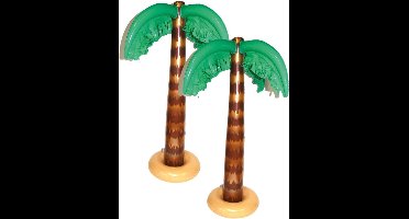 Funny Fashion Opblaasbare kleine palmboom - 2x - 90 cm - Tropische Hawaii thema - decoraties/versieringen