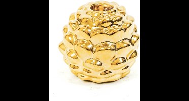 Housevitamin - Dennenappel kandelaar - Goud - Porselein - 8x7cm