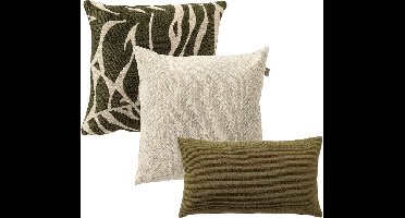 Dutch Decor - KUSSENSET - 3-delig - Forest Blend - 45x45 cm, 30x50 cm - inclusief binnenkussens - groen, beige - Met Ritssluiting – Decoratie set sierussens - Comfortabele kussentjes voor op de Bank