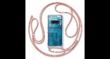 Geschikt voor Nothing Phone 3a Hoesje met Koord - Transparant - Verstelbaar Nekkoord - Schokbestendig - Rosegoud