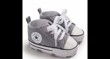 Stoere Baby Schoenen - Babysneakers van Baby-Slofje - Grijs maat 18 (12 cm)