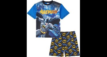 Batman Shortama Jongens - Kinderpyjama Korte Broek en T-Shirt - Blauw/Zwart - Maat 128/134