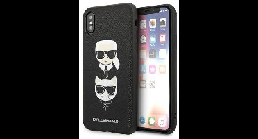 Karl Lagerfeld Saffiano - iPhone X Hoes - Karl & Choupette - Zwart