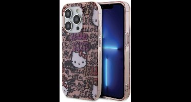 Hello Kitty iPhone 15 Pro Max TPU Back Cover hoesje – Graffiti Tags – Roze