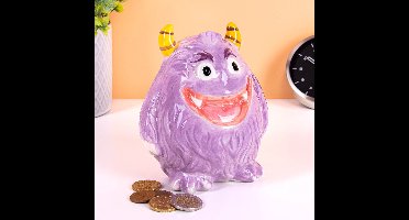 Paarse Monster Kinder Spaarpot van Keramiek - Spaarpot Monster Paars – Keramiek – Met Dop Onderzijde