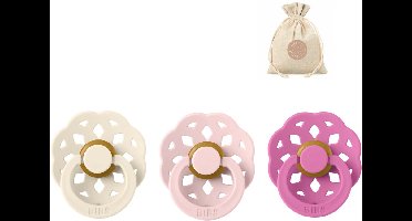 Bibs boheme fopspenen - Maat 2 6-18 maanden - Bubblegum, Blossom, Ivory + Bolletoet speenzakje