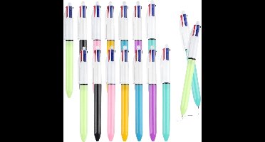 GELLDG 14-delige pennenset in vier kleuren - Meerkleurige balpennen met drukknop - Schrijfwaren - Vier kleuren - Pennenset in vier kleuren - Geschikt voor school, kantoor, agenda, handboek
