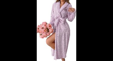 Paarse Pluche Badjas met Hartjes — Dromerig & Comfortabel - Maat 40/42 (L)