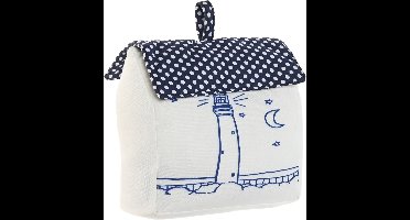ITEM Deurstopper maritiem huis - wit - polyester - 15 x 8 x 17 cm - tegen klapperende deuren - strand thema