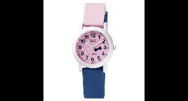 Q&Q VS49J005Y - Horloge - Analoog - Kinderen - Unisex - Plastic band - Rond - Cijfers - Kunststof - Sport - Zwart - Roze - Wit - 10 ATM