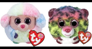 Ty - Knuffel - Teeny Puffies - Rainbow Poodle & Dotty Leopard