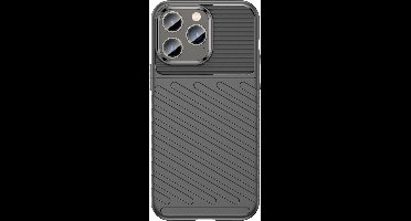 Just in Case hoesje geschikt voor iPhone 14 Pro Max - Siliconen Hoesje met Grip - Zwart