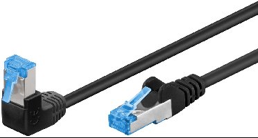 Goobay CAT 6a netwerkkabel 1x 90° haaks, S/FTP, zwart, 10 m