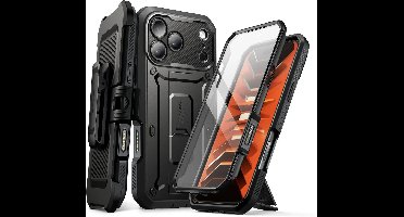 SUPCASE Hoesje Geschikt voor Apple iPhone 18 Pro / 17 Pro - Unicorn Beetle Pro Case met Ingebouwde Screenprotector - Beschermhoes met Holster en Kickstand Zwart