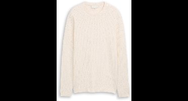 Tom Tailor - Gebreide trui met kabelpatroon - Maat XL - Gardenia White