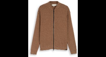 Tom Tailor Denim - Gebreid vest met relaxte pasvorm en bomberkraag - Maat XL - malt brown
