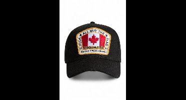 Dsquared2 pet zwart met Canadese vlagbadge en geborduurde tekst unisex - U