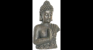 Item International Boeddha beeld Oriental - binnen / buiten - kunststeen - antiek goud - 30 x 47 cm - huis en tuin beelden - Old look