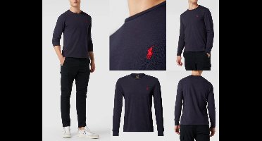 Ralph Lauren longsleeve marineblauw met rood ponylogo voor heren - S