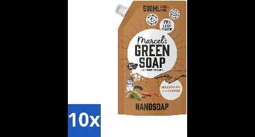 10 x Marcel’s Green Soap – Handzeep Navulling – Sandelhout & Kardemom – 500 ml - Voordeelverpakking - 10 stuks