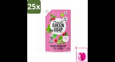 25 x Marcel’s Green Soap – Wasverzachter – Patchouli & Cranberry - Navulling – 750 ml - Bulkverpakking - Wasverzachter - Douchemop - Navulling